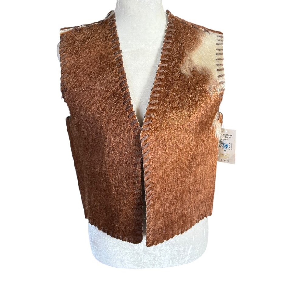 Ralph Lauren Sport vintage leather vest with a natural hair on cowhide size M